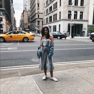 Blue and white jumpsuit